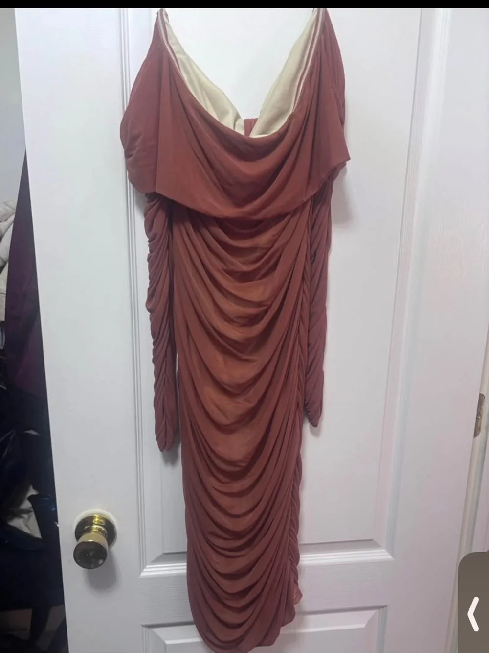 Pre loved Fashion Nova Ruched Dress in Rust Orange